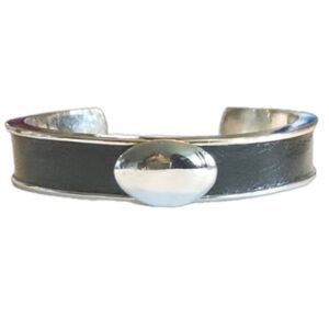 Vintage Nine West Leather & Silver Tone Bracelet Cuff